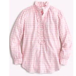 J crew womens pink and white gingham check blouse  size 10